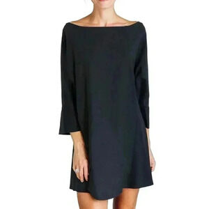 Melow par Melissa Bolduc Dress Black Wool Blend Boat Neck Women's size Large